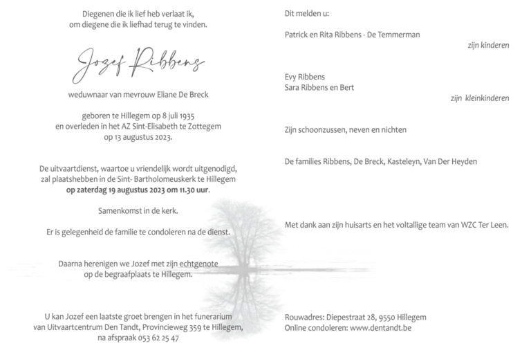 Jozef ribbens doodsbrief